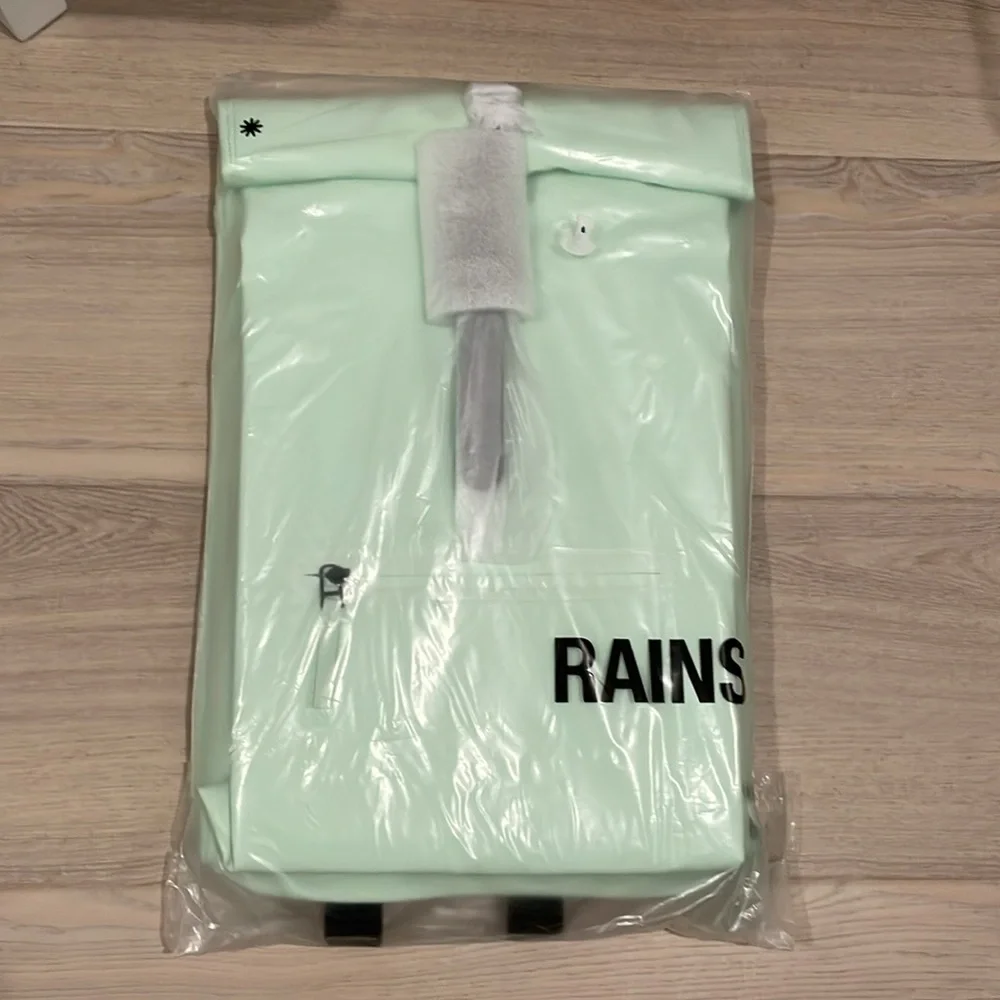 NWT Rains Rolltop Rucksack Mineral Color Backpack - Picture 3 of 5